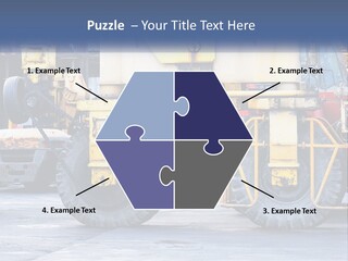 A Large Yellow Machine Is Parked In Front Of A Building PowerPoint Template