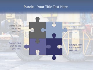 A Large Yellow Machine Is Parked In Front Of A Building PowerPoint Template