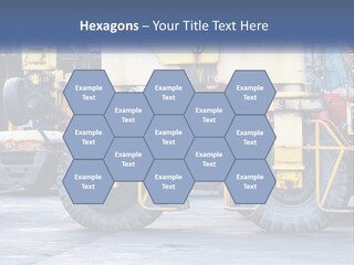 A Large Yellow Machine Is Parked In Front Of A Building PowerPoint Template