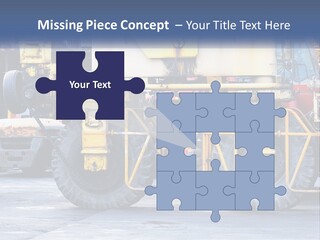 A Large Yellow Machine Is Parked In Front Of A Building PowerPoint Template