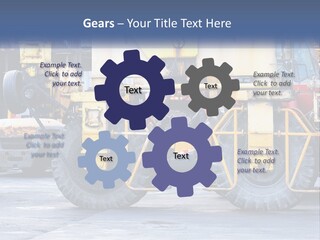 A Large Yellow Machine Is Parked In Front Of A Building PowerPoint Template