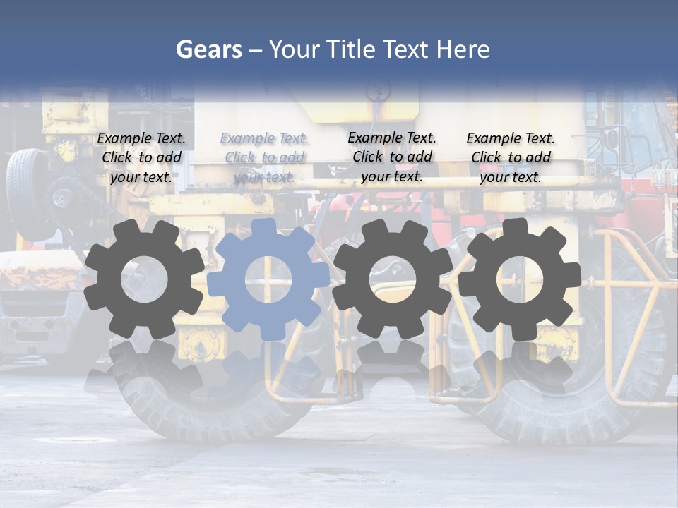 A Large Yellow Machine Is Parked In Front Of A Building PowerPoint Template