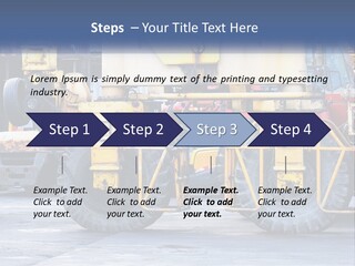 A Large Yellow Machine Is Parked In Front Of A Building PowerPoint Template