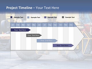 A Large Yellow Machine Is Parked In Front Of A Building PowerPoint Template