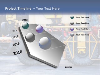 A Large Yellow Machine Is Parked In Front Of A Building PowerPoint Template