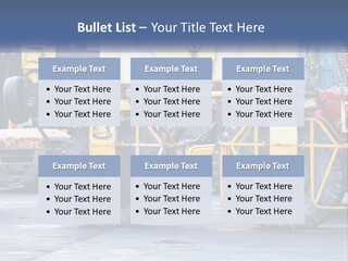 A Large Yellow Machine Is Parked In Front Of A Building PowerPoint Template