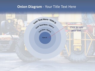 A Large Yellow Machine Is Parked In Front Of A Building PowerPoint Template