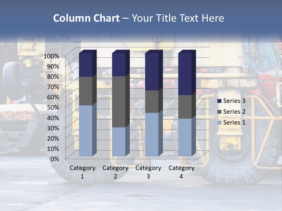 A Large Yellow Machine Is Parked In Front Of A Building PowerPoint Template