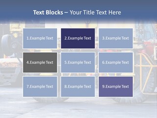 A Large Yellow Machine Is Parked In Front Of A Building PowerPoint Template