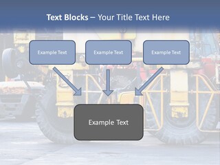 A Large Yellow Machine Is Parked In Front Of A Building PowerPoint Template