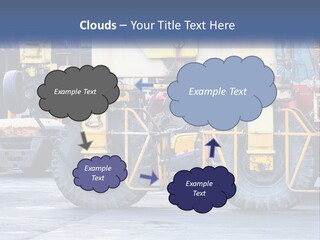 A Large Yellow Machine Is Parked In Front Of A Building PowerPoint Template