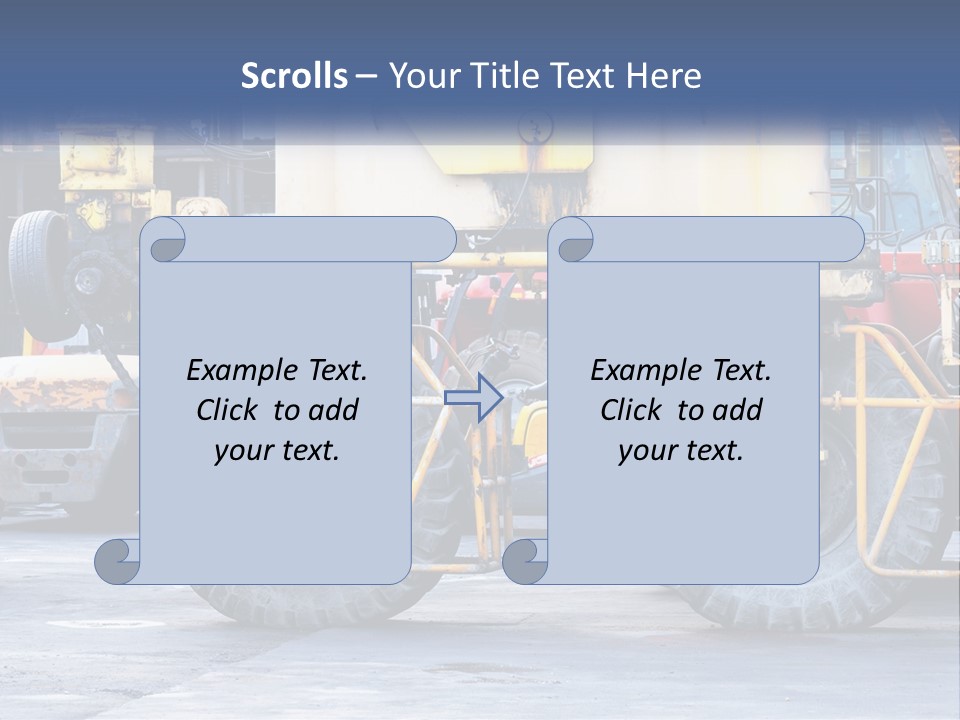 A Large Yellow Machine Is Parked In Front Of A Building PowerPoint Template