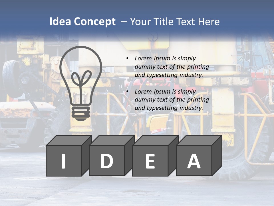 A Large Yellow Machine Is Parked In Front Of A Building PowerPoint Template