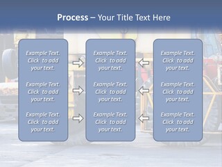 A Large Yellow Machine Is Parked In Front Of A Building PowerPoint Template
