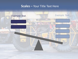 A Large Yellow Machine Is Parked In Front Of A Building PowerPoint Template