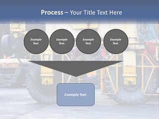 A Large Yellow Machine Is Parked In Front Of A Building PowerPoint Template