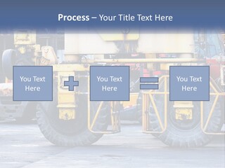 A Large Yellow Machine Is Parked In Front Of A Building PowerPoint Template
