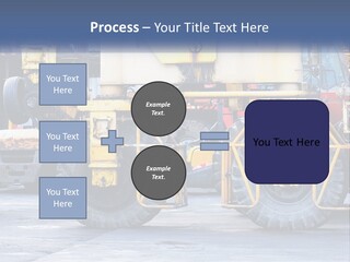 A Large Yellow Machine Is Parked In Front Of A Building PowerPoint Template