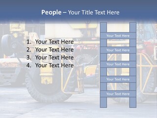A Large Yellow Machine Is Parked In Front Of A Building PowerPoint Template