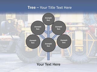 A Large Yellow Machine Is Parked In Front Of A Building PowerPoint Template