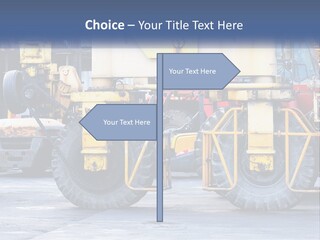 A Large Yellow Machine Is Parked In Front Of A Building PowerPoint Template