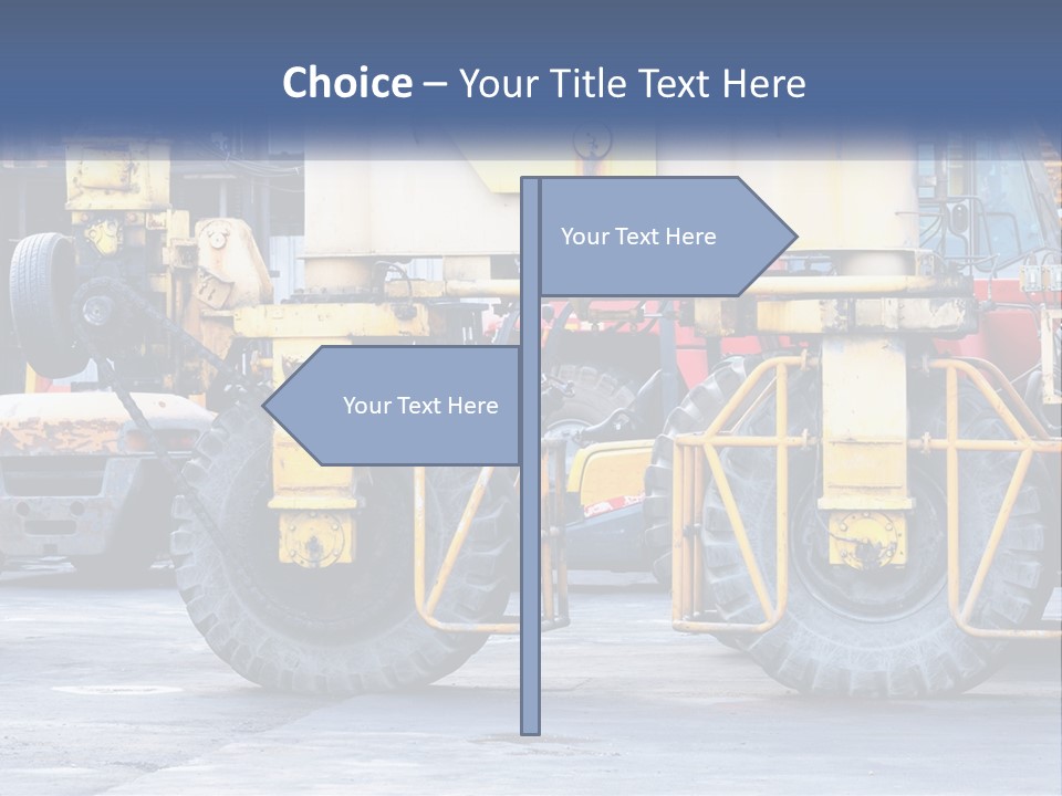 A Large Yellow Machine Is Parked In Front Of A Building PowerPoint Template