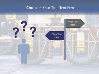 A Large Yellow Machine Is Parked In Front Of A Building PowerPoint Template