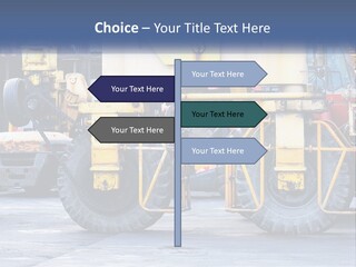 A Large Yellow Machine Is Parked In Front Of A Building PowerPoint Template
