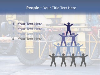 A Large Yellow Machine Is Parked In Front Of A Building PowerPoint Template