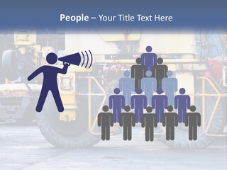 A Large Yellow Machine Is Parked In Front Of A Building PowerPoint Template
