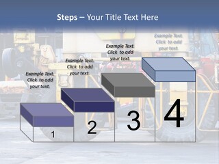 A Large Yellow Machine Is Parked In Front Of A Building PowerPoint Template
