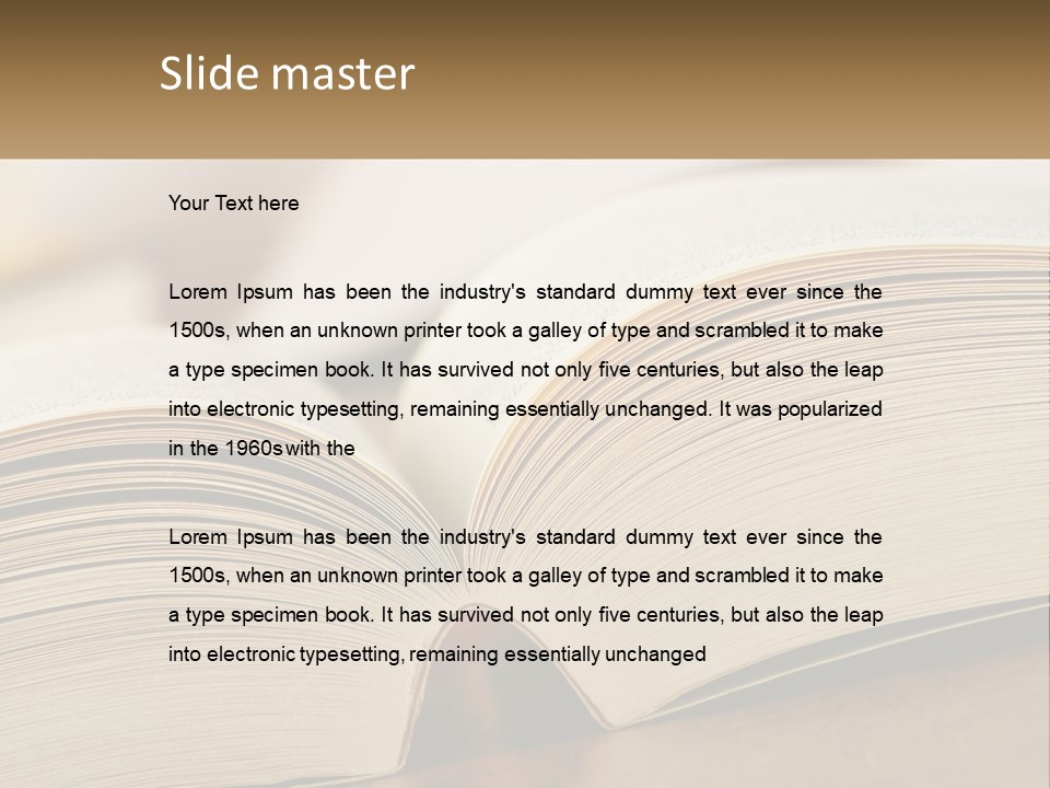 An Open Book Sitting On Top Of A Wooden Table PowerPoint Template