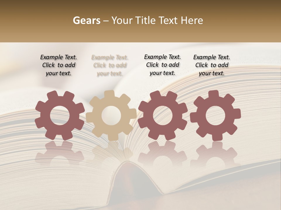 An Open Book Sitting On Top Of A Wooden Table PowerPoint Template