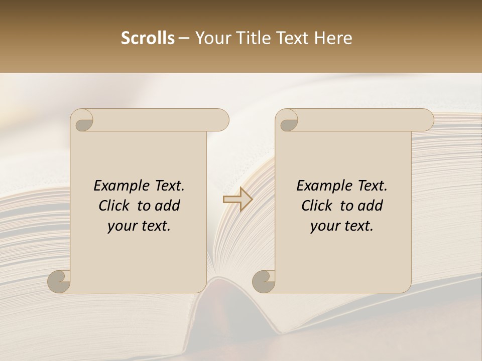 An Open Book Sitting On Top Of A Wooden Table PowerPoint Template