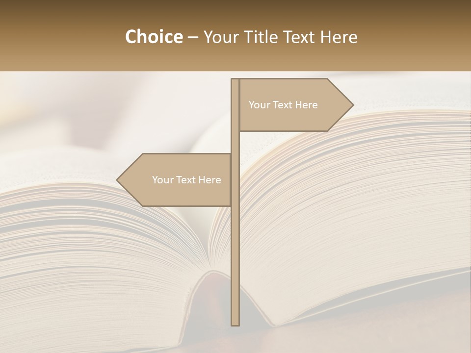 An Open Book Sitting On Top Of A Wooden Table PowerPoint Template