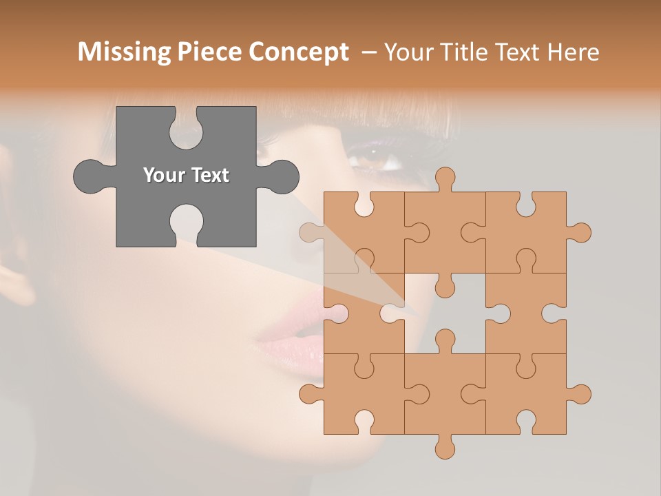 A Woman's Face With A Short Hair And Purple Makeup PowerPoint Template