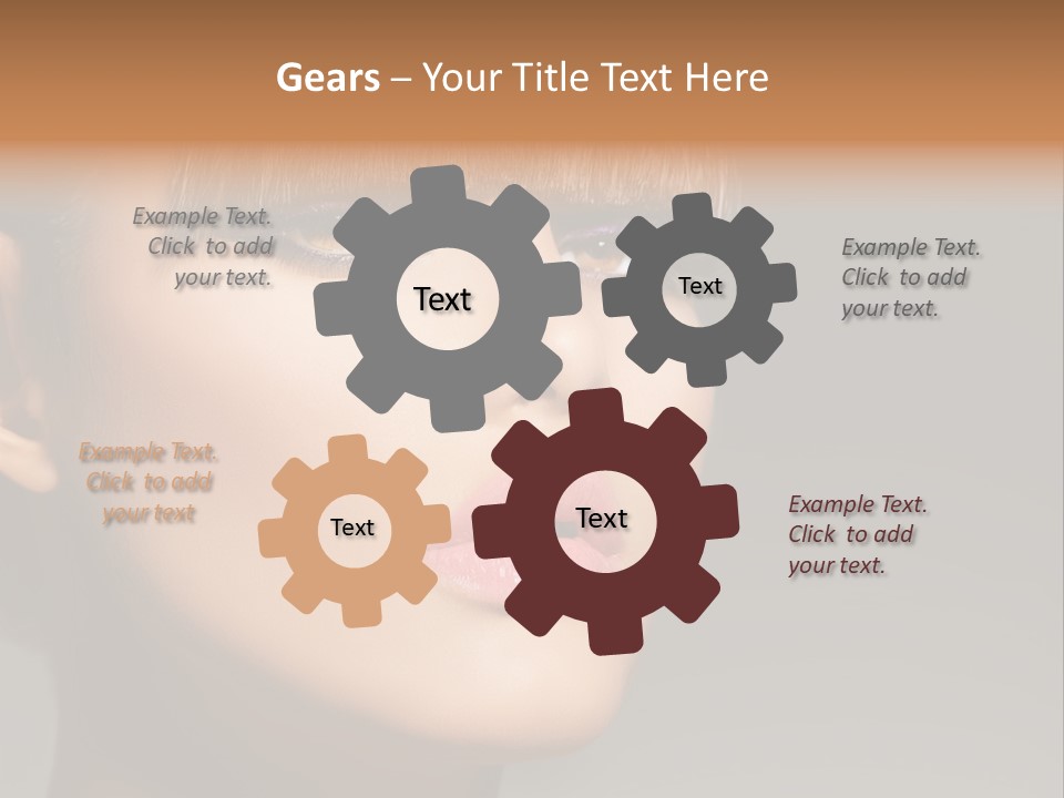 A Woman's Face With A Short Hair And Purple Makeup PowerPoint Template