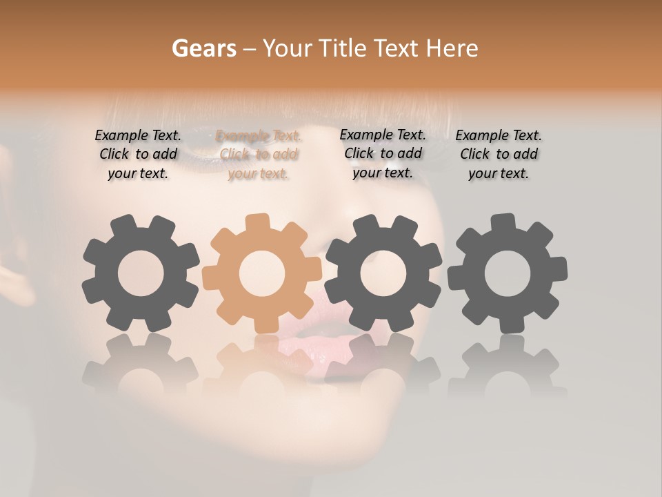 A Woman's Face With A Short Hair And Purple Makeup PowerPoint Template