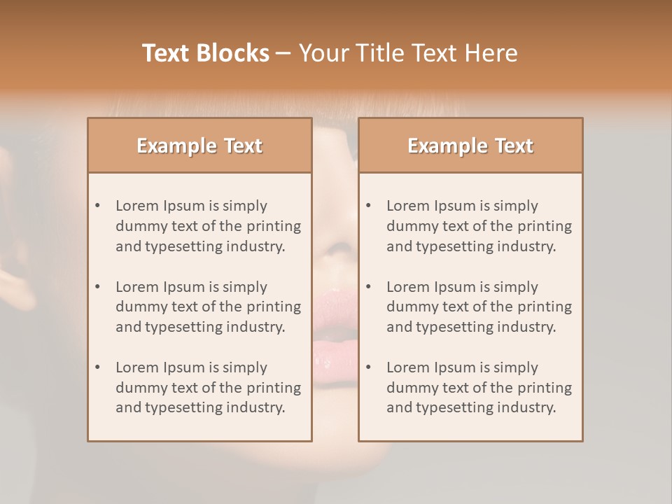 A Woman's Face With A Short Hair And Purple Makeup PowerPoint Template