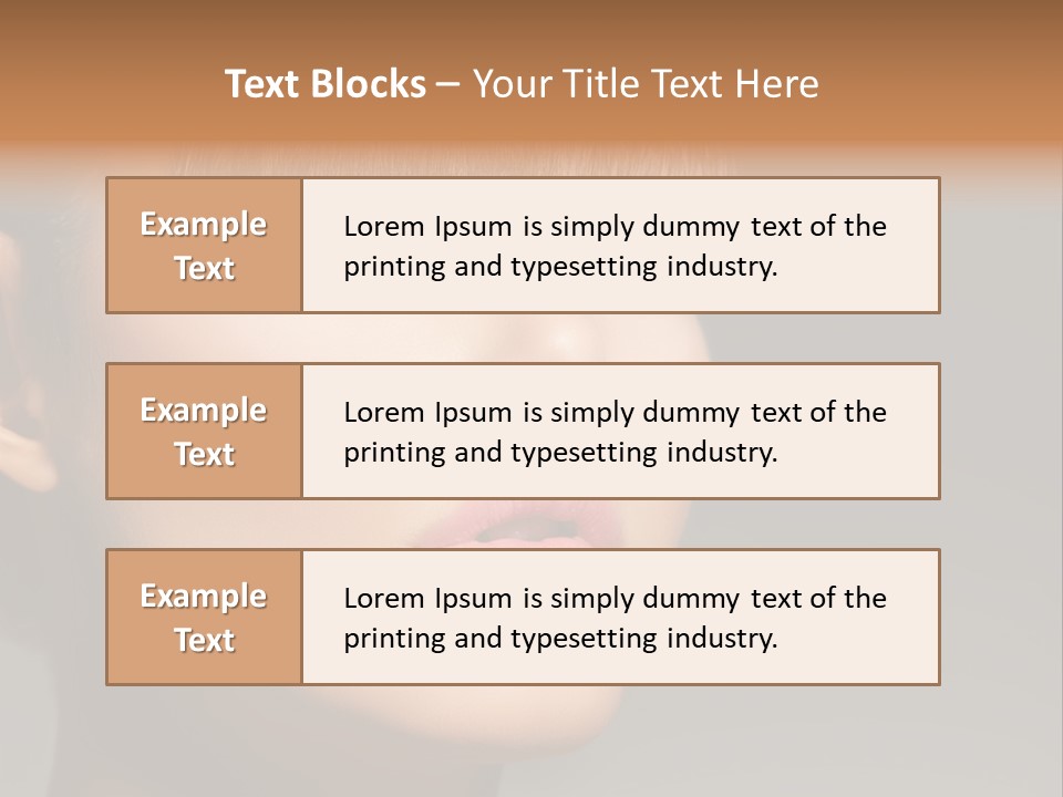 A Woman's Face With A Short Hair And Purple Makeup PowerPoint Template