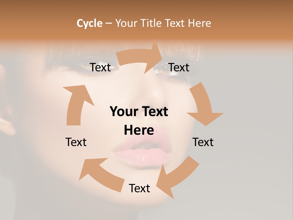 A Woman's Face With A Short Hair And Purple Makeup PowerPoint Template