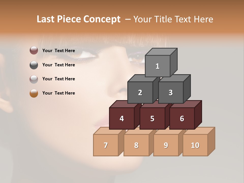 A Woman's Face With A Short Hair And Purple Makeup PowerPoint Template