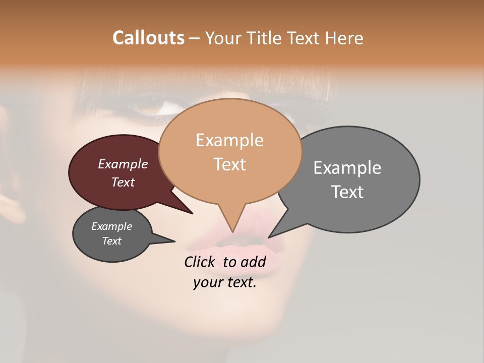 A Woman's Face With A Short Hair And Purple Makeup PowerPoint Template