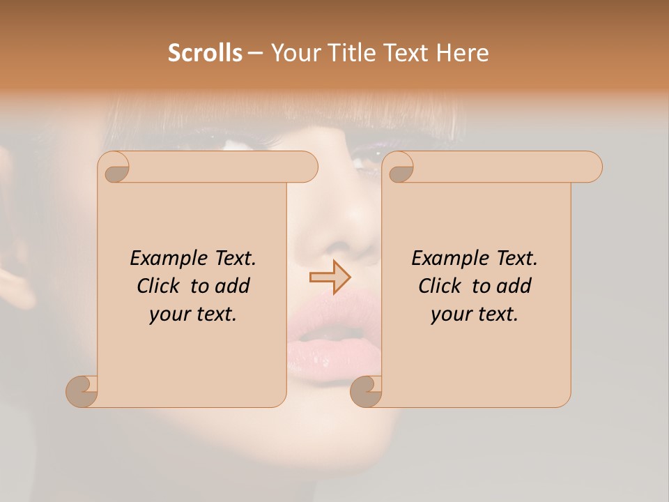 A Woman's Face With A Short Hair And Purple Makeup PowerPoint Template