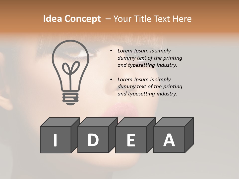 A Woman's Face With A Short Hair And Purple Makeup PowerPoint Template