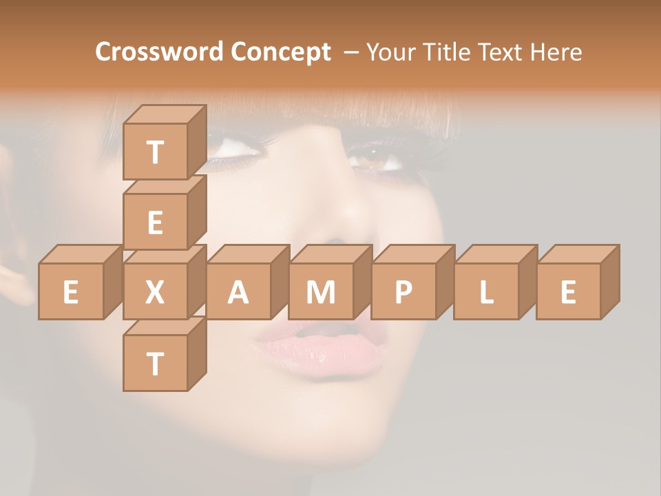 A Woman's Face With A Short Hair And Purple Makeup PowerPoint Template