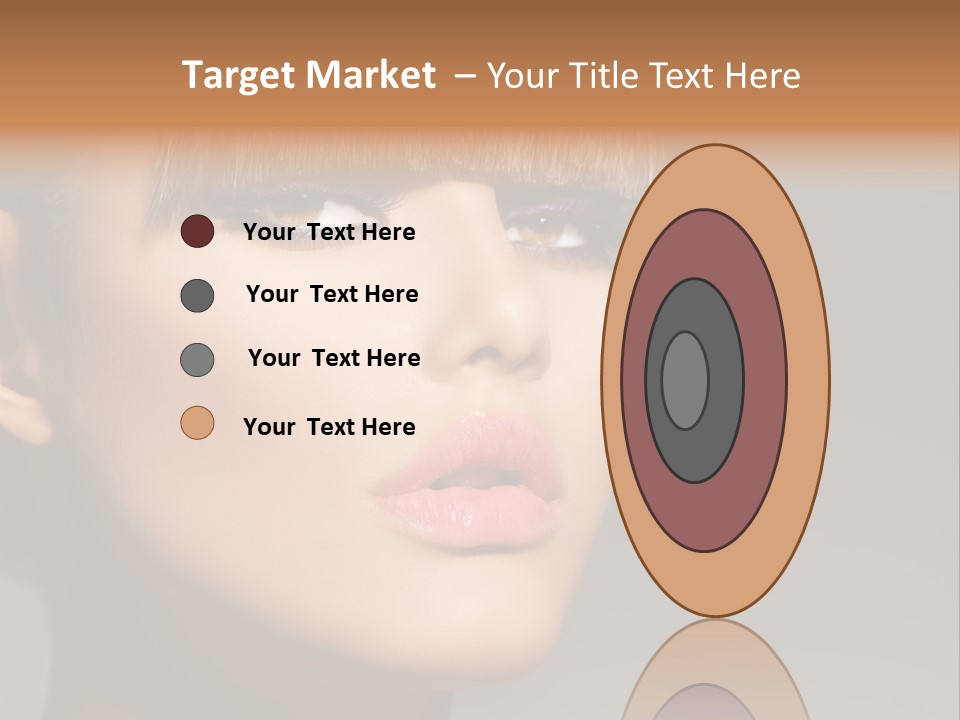A Woman's Face With A Short Hair And Purple Makeup PowerPoint Template