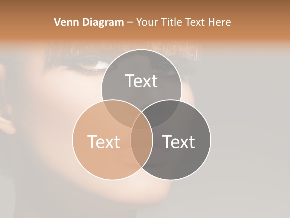 A Woman's Face With A Short Hair And Purple Makeup PowerPoint Template