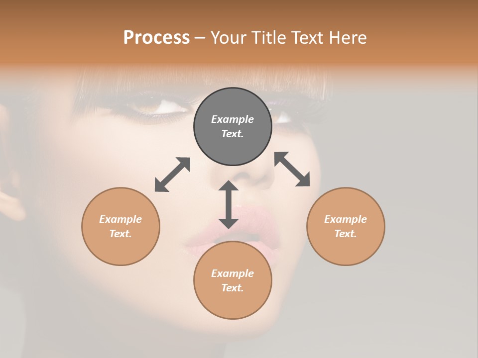 A Woman's Face With A Short Hair And Purple Makeup PowerPoint Template