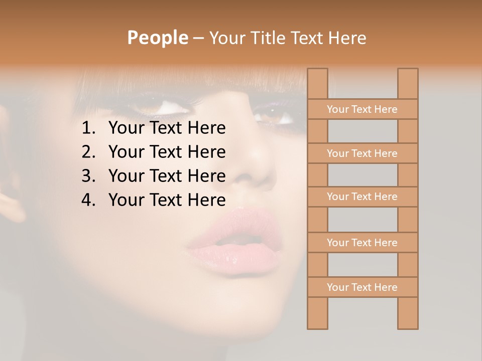 A Woman's Face With A Short Hair And Purple Makeup PowerPoint Template